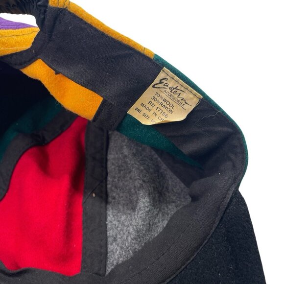 VTG Eastern Accessories Wool Blend Multi Color Colorblock Hat Elastic Strap READ - Picture 8 of 11